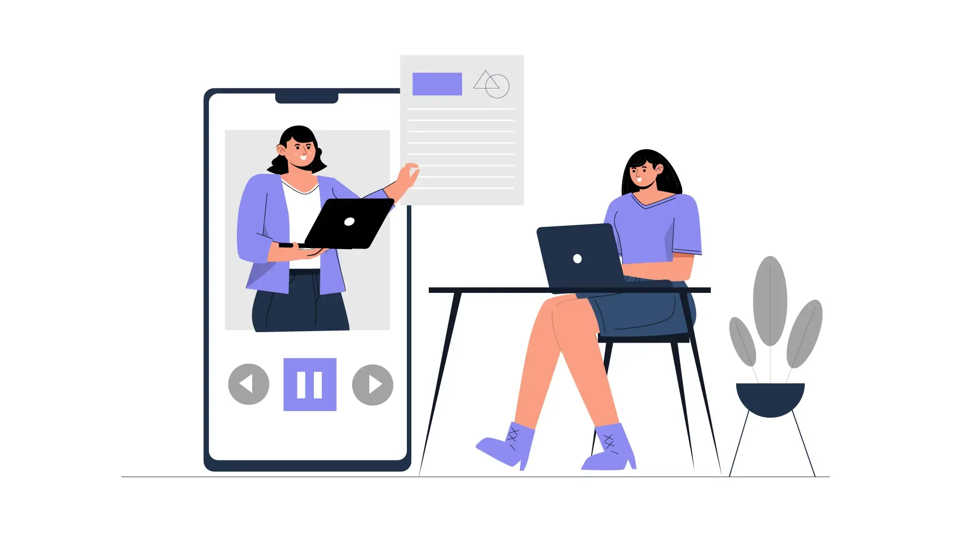 Vector Illustration of Online Education with Flat Character image